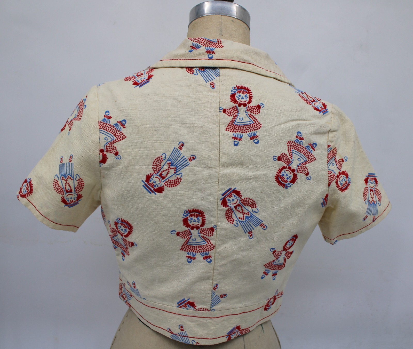 1960s Women Cotton blouse Short Sleeve High Waist