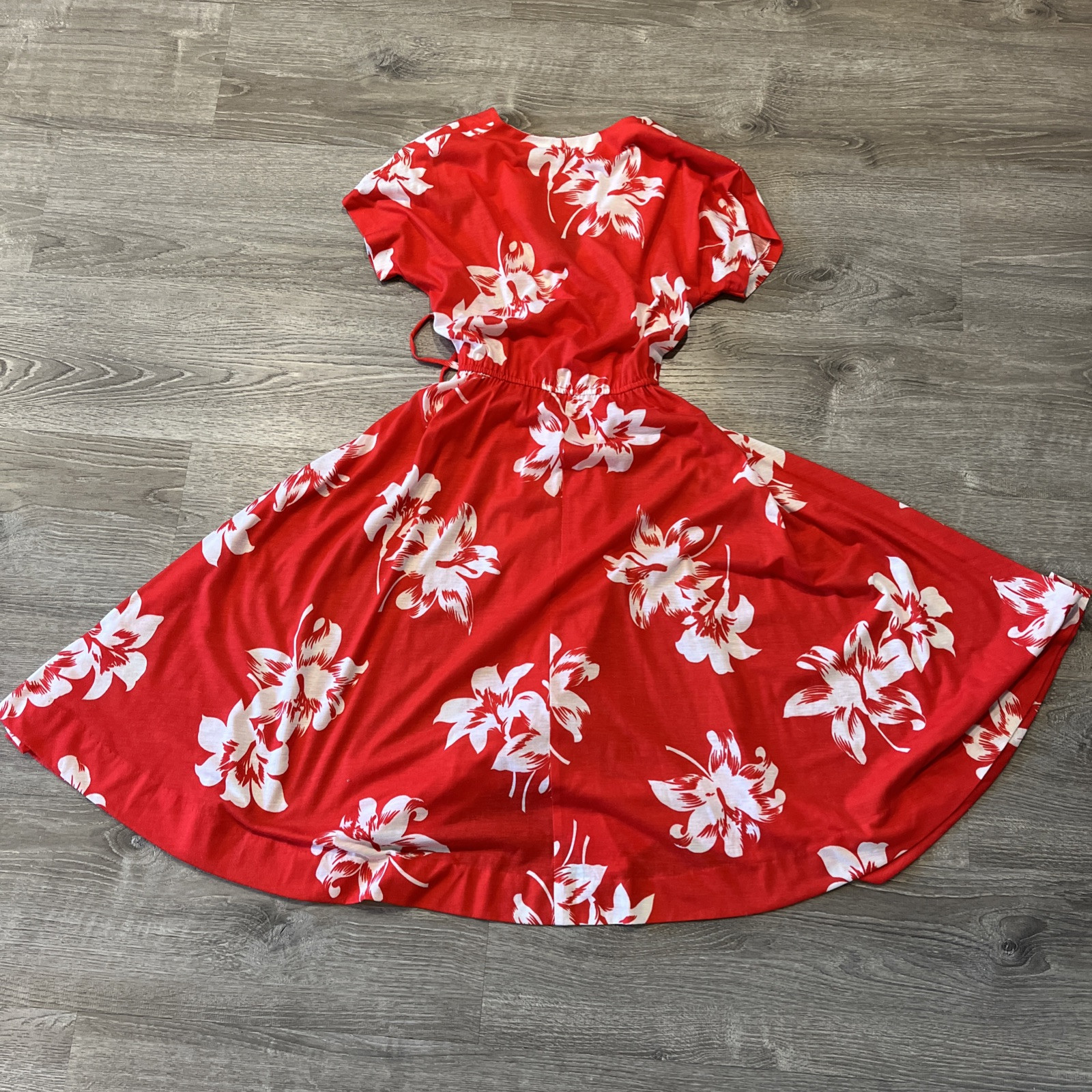 VTG Maxi Dress Joseph Magnin Designer 1970s Floral Red Wrap Hippy Boho Beach