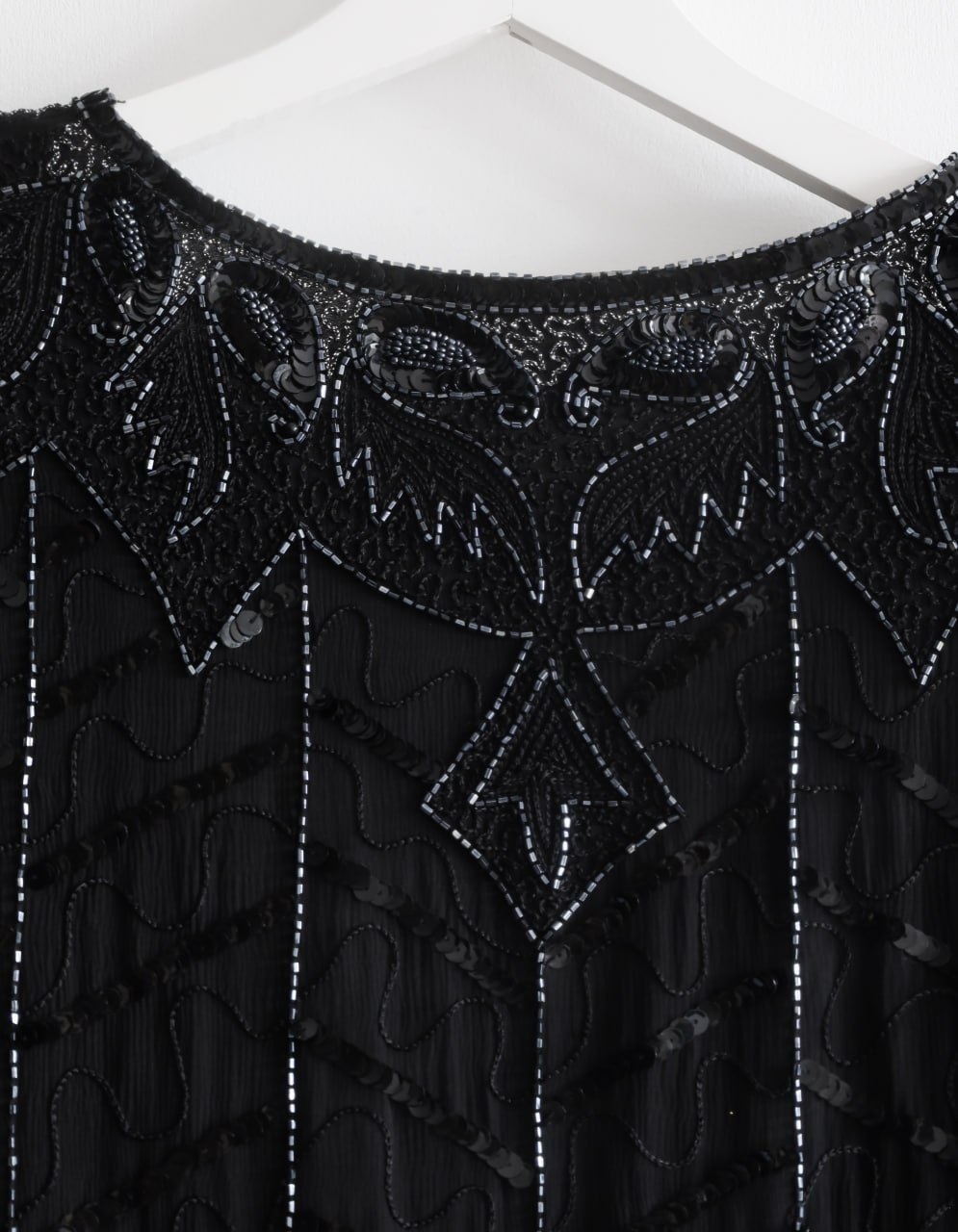 Vintage 100% Silk Beaded Sequin Black Evening Jacket C&A Your Sixth Sense XL