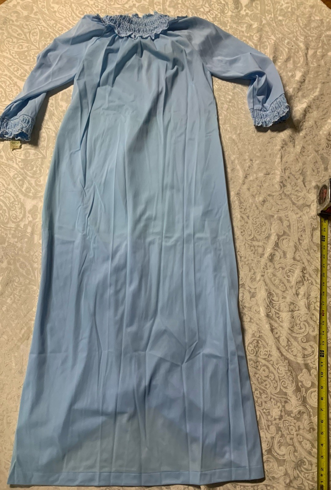 VTG Loungewear By Gossard Robe Maxi Dress Nightgown Gown Blue sz P/XS Women