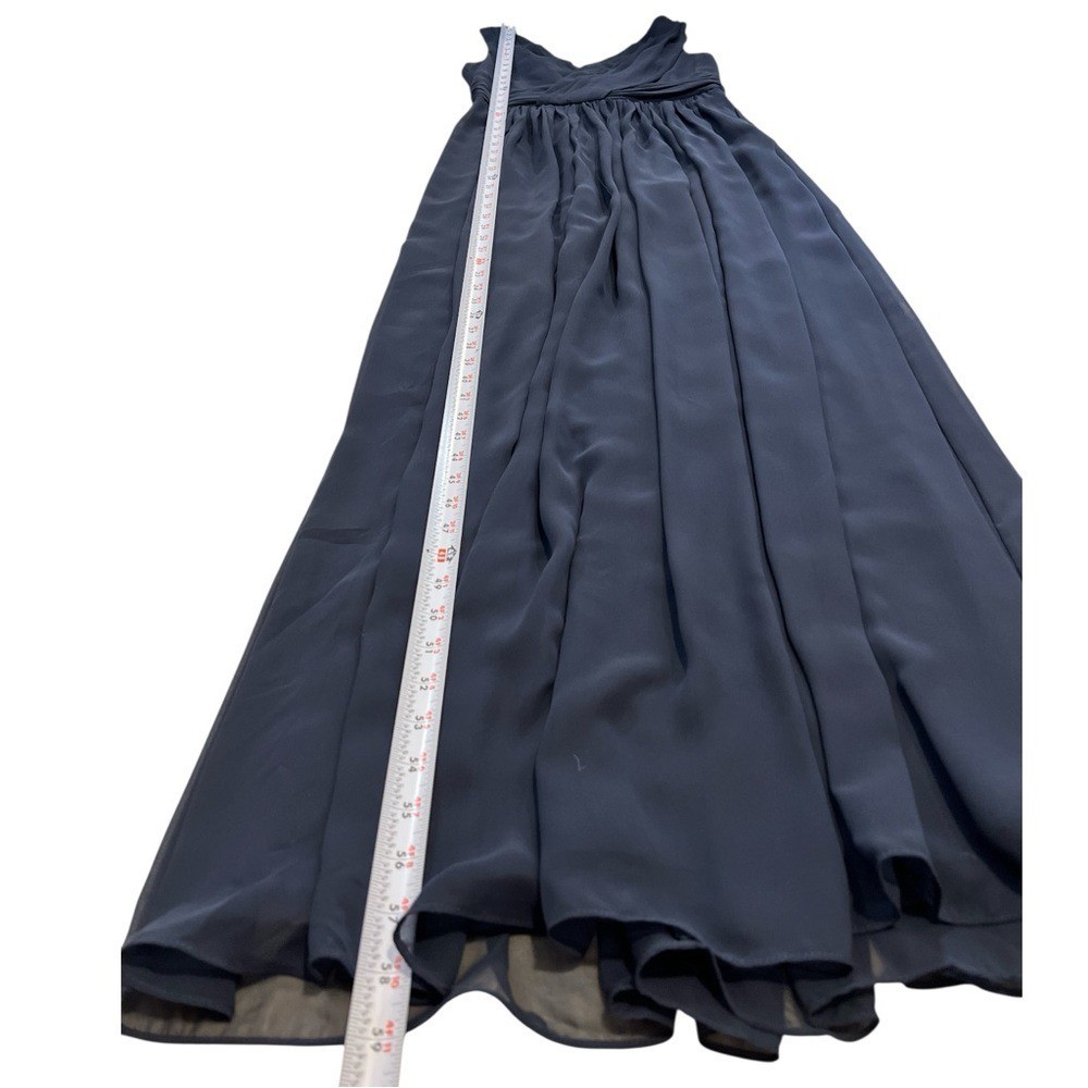Dessy Collection Vivian Diamond Surplice Ruched Chiffon Gown, Midnight Blue, 8R