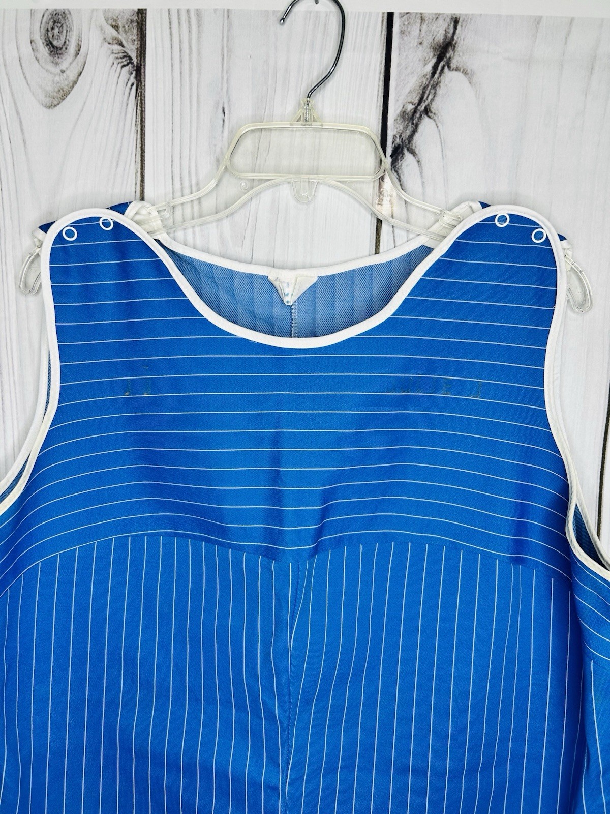 Vintage Romper PE Tank Top 60s Gym Class Physical Education Sz XXL Blue Striped