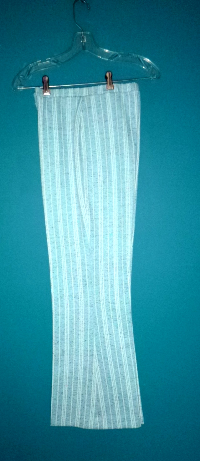 Vtg 70s Graff Textured Stretch Poly Pant Suit Aqua Colored Flecks Sz S