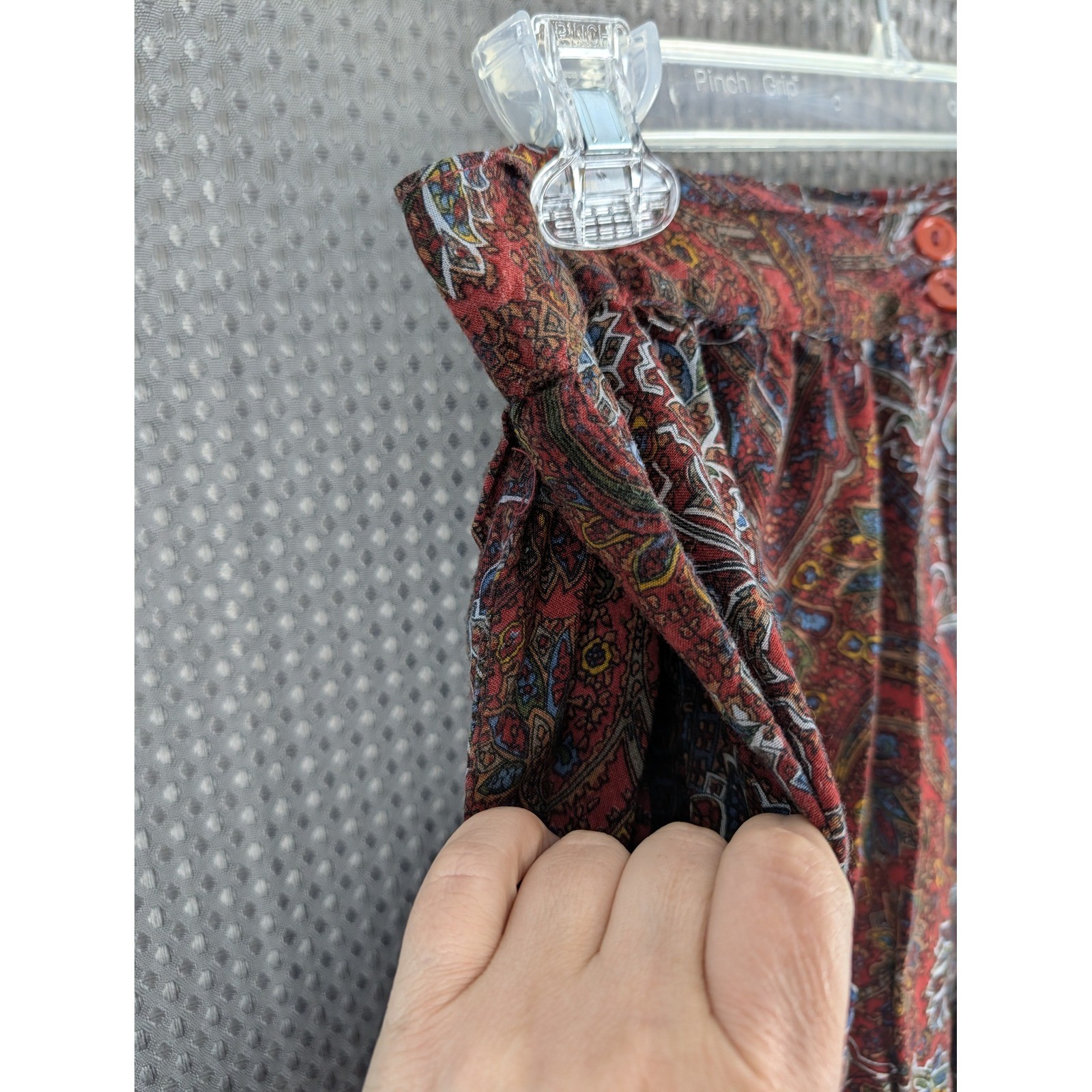 Vintage Kensington Square Paisley Skirt Petite Pleated Boho Midi Red Multicolor
