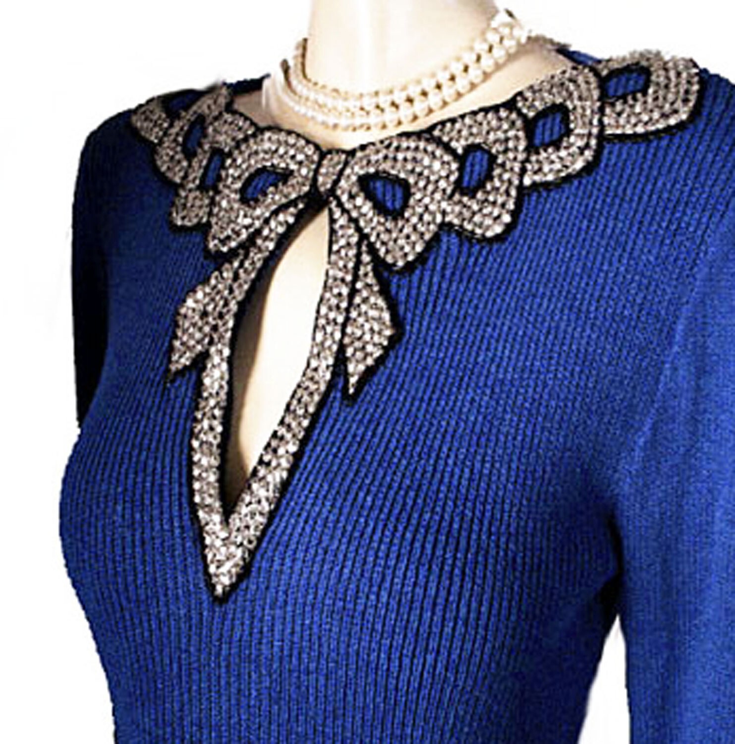 Vintage Don Sayres for Wellmore Knit Dress Fancy Nailhead Bow