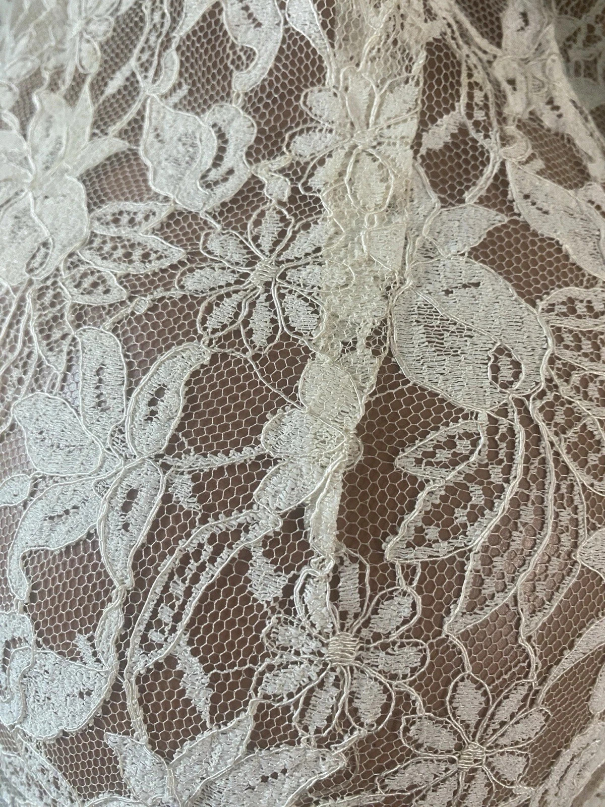 VTG 1920s LACE Lame Dress HOLLYWOOD SHEER MOVIESTAR MAXI DUSTER DRESS PEARL LILY
