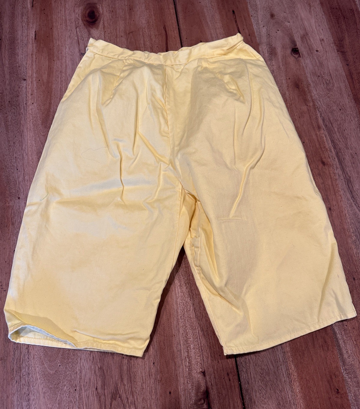Vintage Bright Yellow High Waisted Shorts Pleated Women’s Retro Side Zip