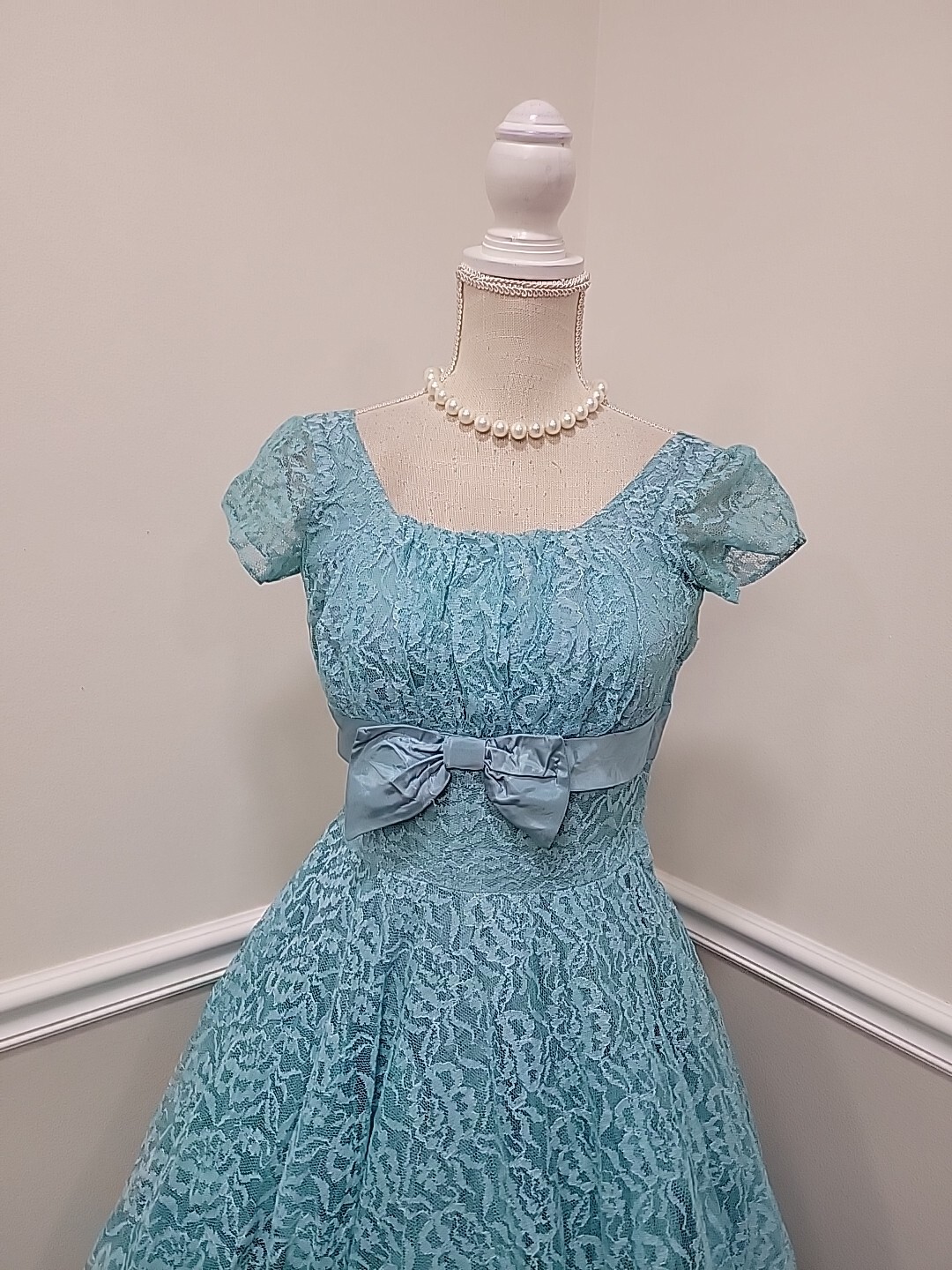 Vintage 1950’s Mid-Century Lace Tulle Party Prom Maxi Dress Circle Skirt