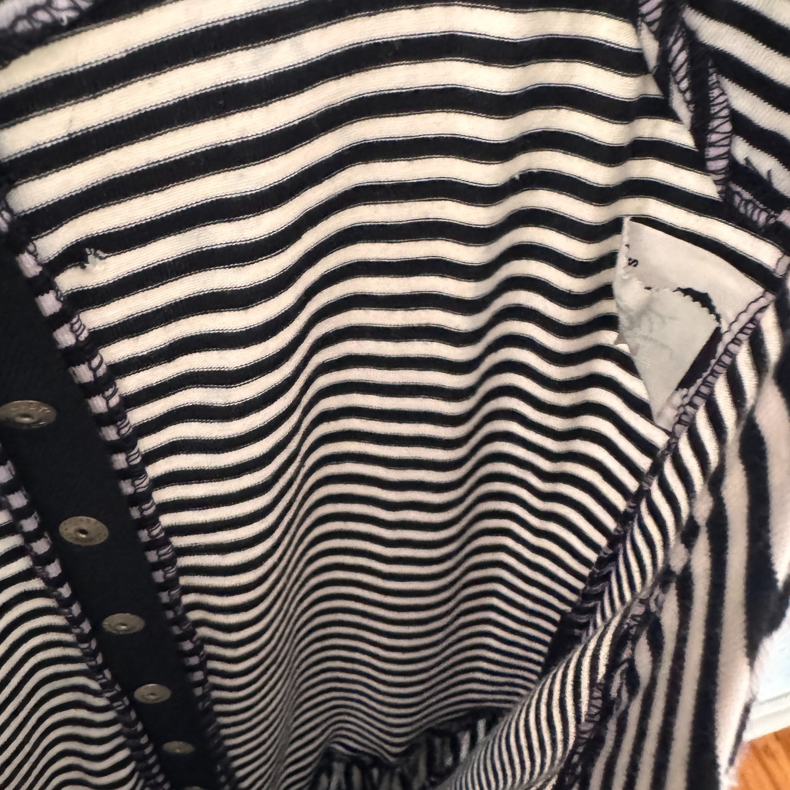 80s vtg BETSEY JOHNSON Black White PUNK LABEL Striped SNAPS Jumpsuit Catsuit S