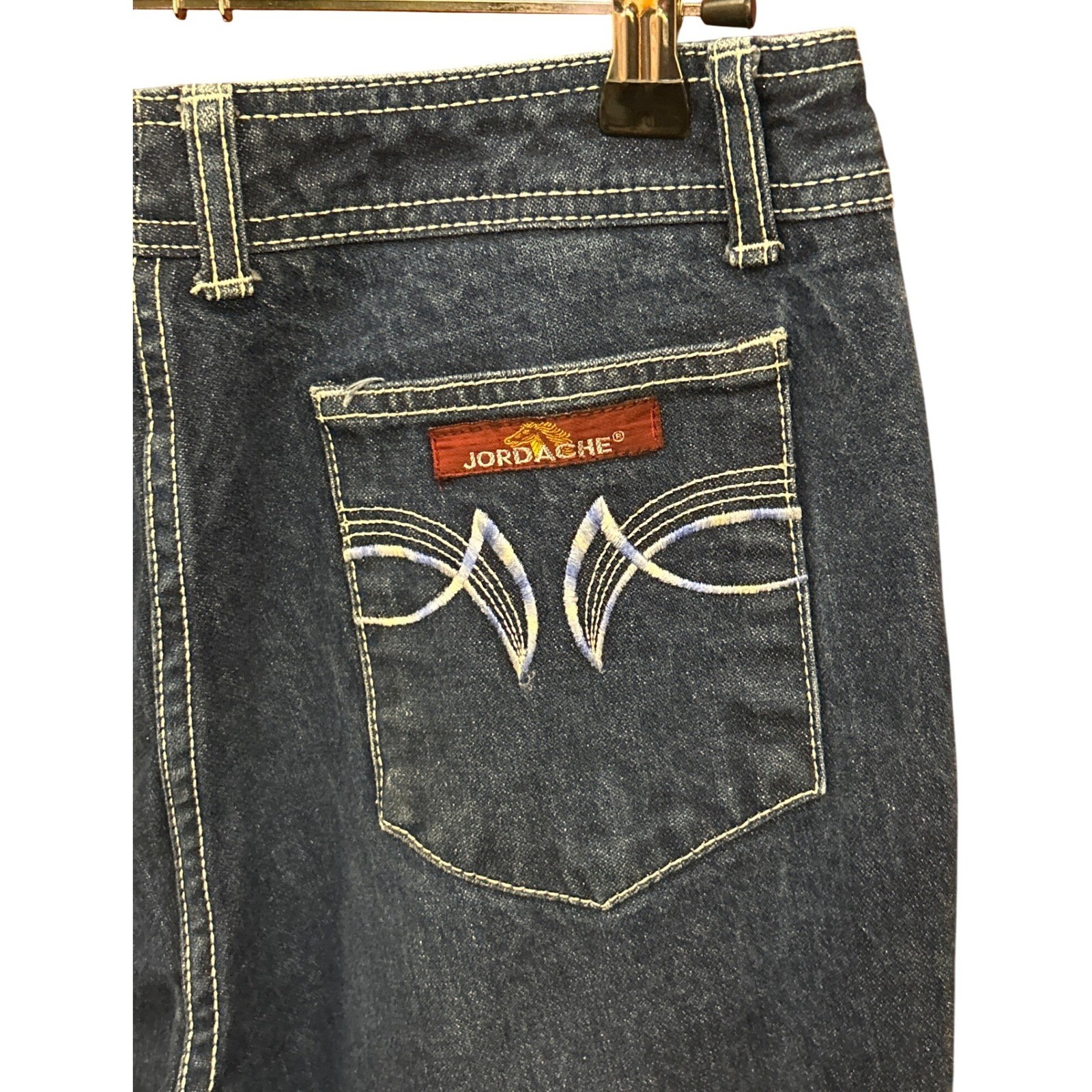 80s Jordache High Waisted Jeans Vintage Western Designer Denim Dark Wash Stitch