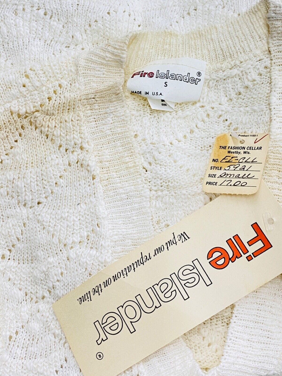 Vintage white sweater lot, ivory lightweight vest top shirt deadstock 1970 1980