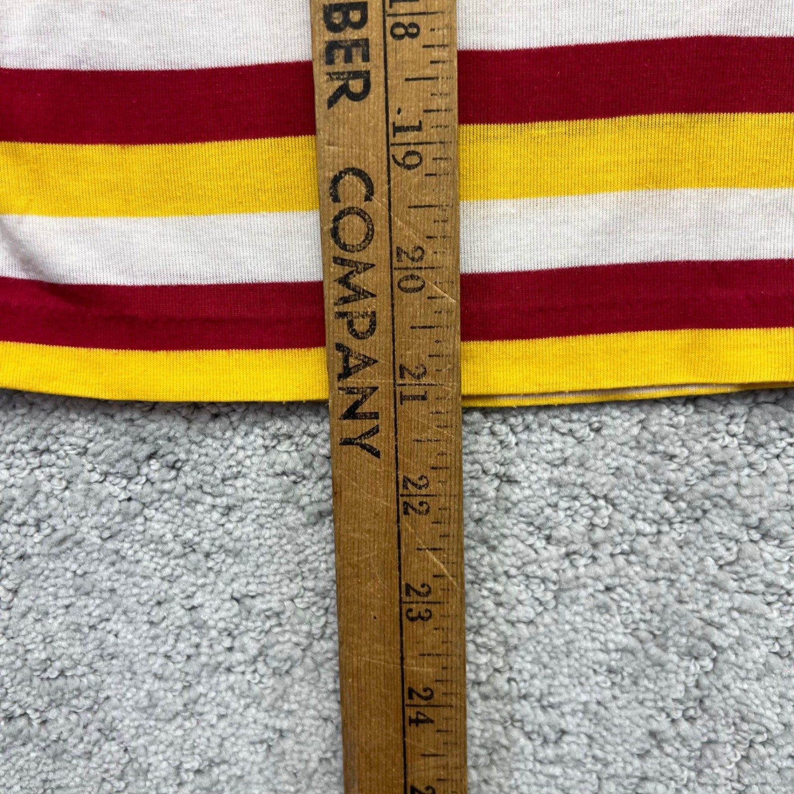 VINTAGE 80s Nick Names T-Shirt Womens Small Red Yellow White Striped V-Neck