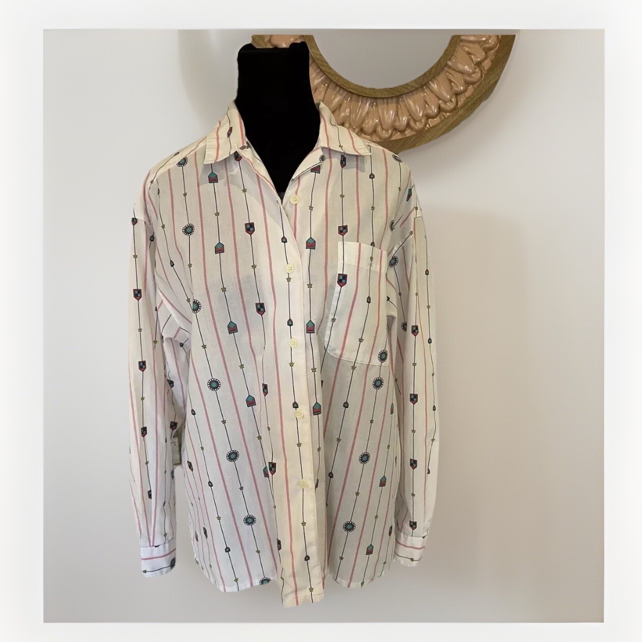 Vintage Levis Travelers 90s Shirt Top White M Women Button Up Western Southwest