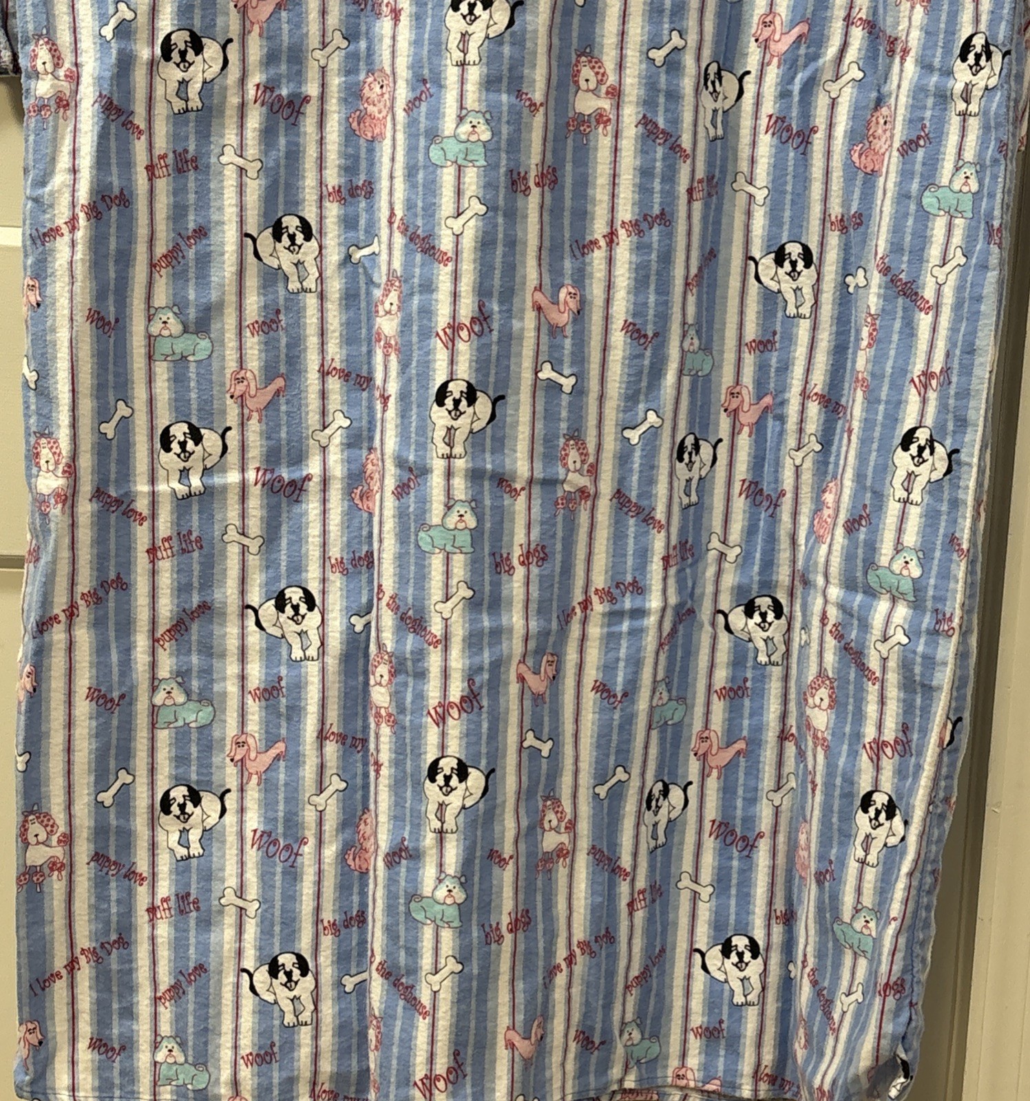 BIG DOGS Blue Nightgown Women’s L-XL Flannel 100% Cotton Puppy Love