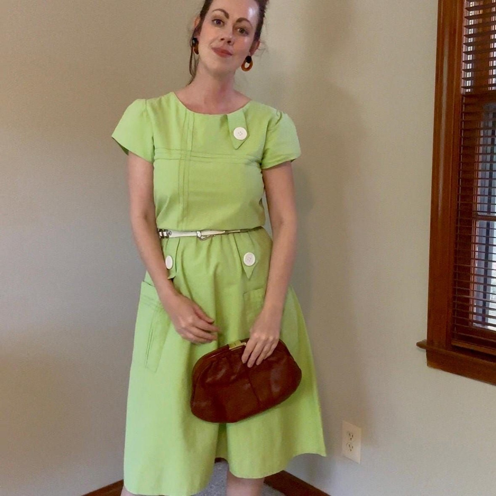 Vintage 60s Lime Green Mod MCM Pop Art Day Dress