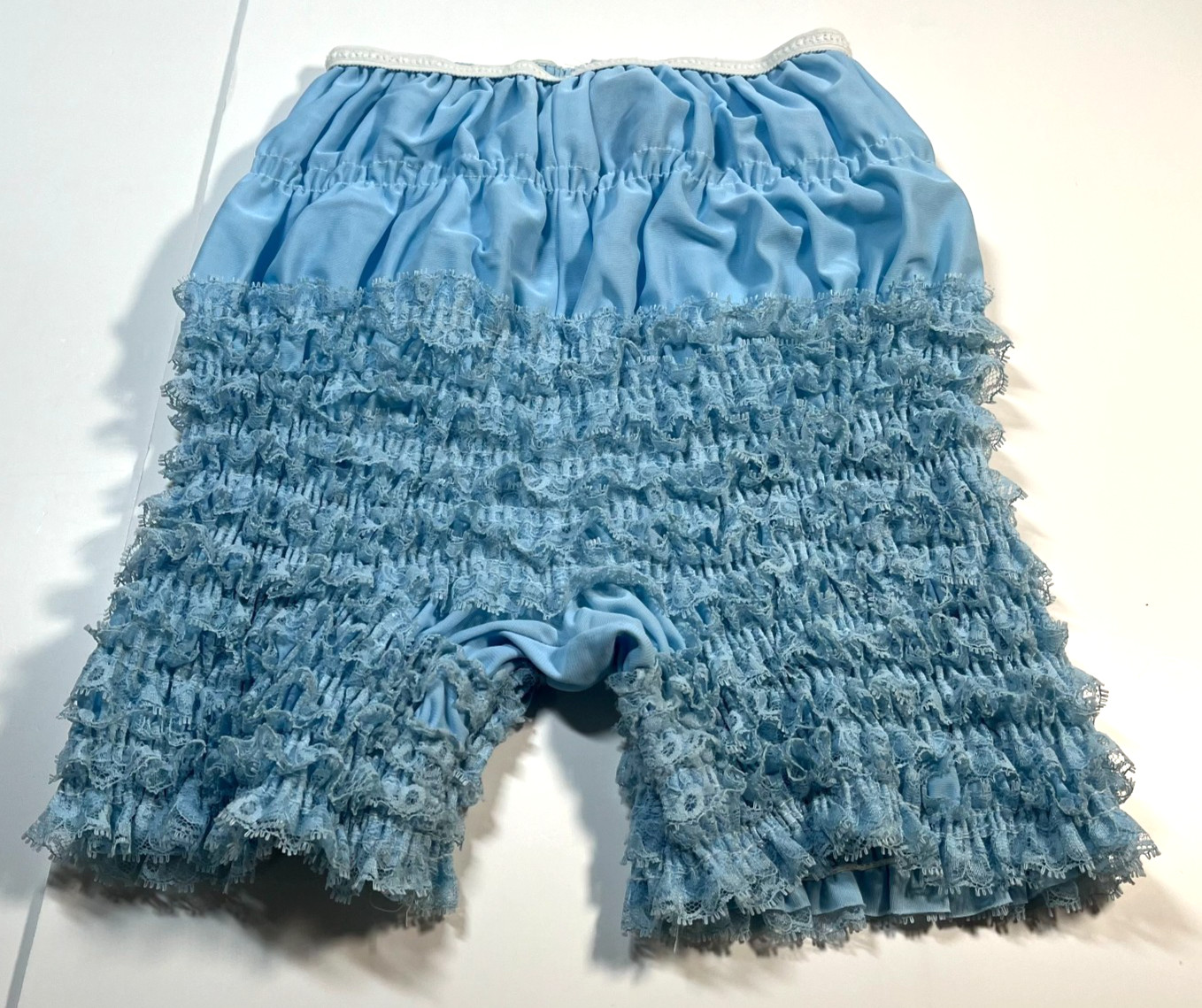 Vintage Sam’s Blue Bloomers Medium Ruffle Rhumba Pettipants Square Dance Shorts