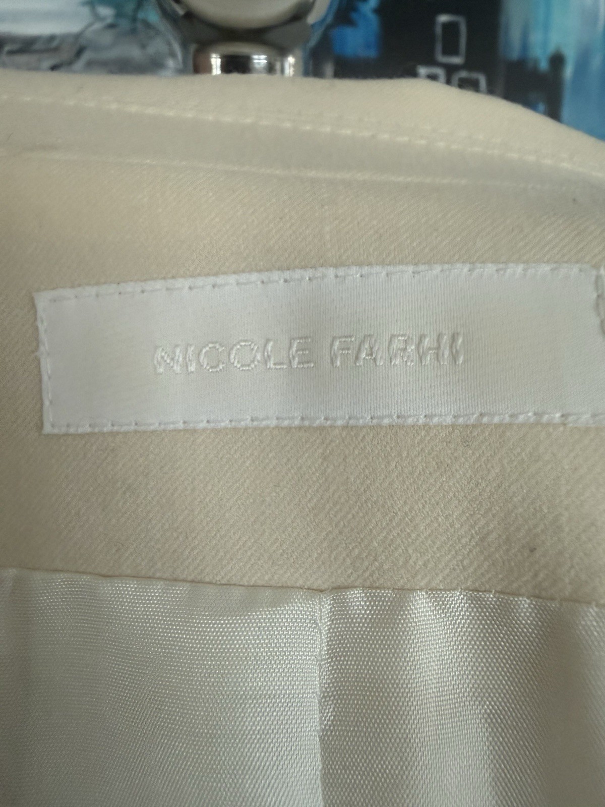 Nicole Farhi Vintage 90’s Womens Cream Wool Pant Suit UK Size 10 US Size 6