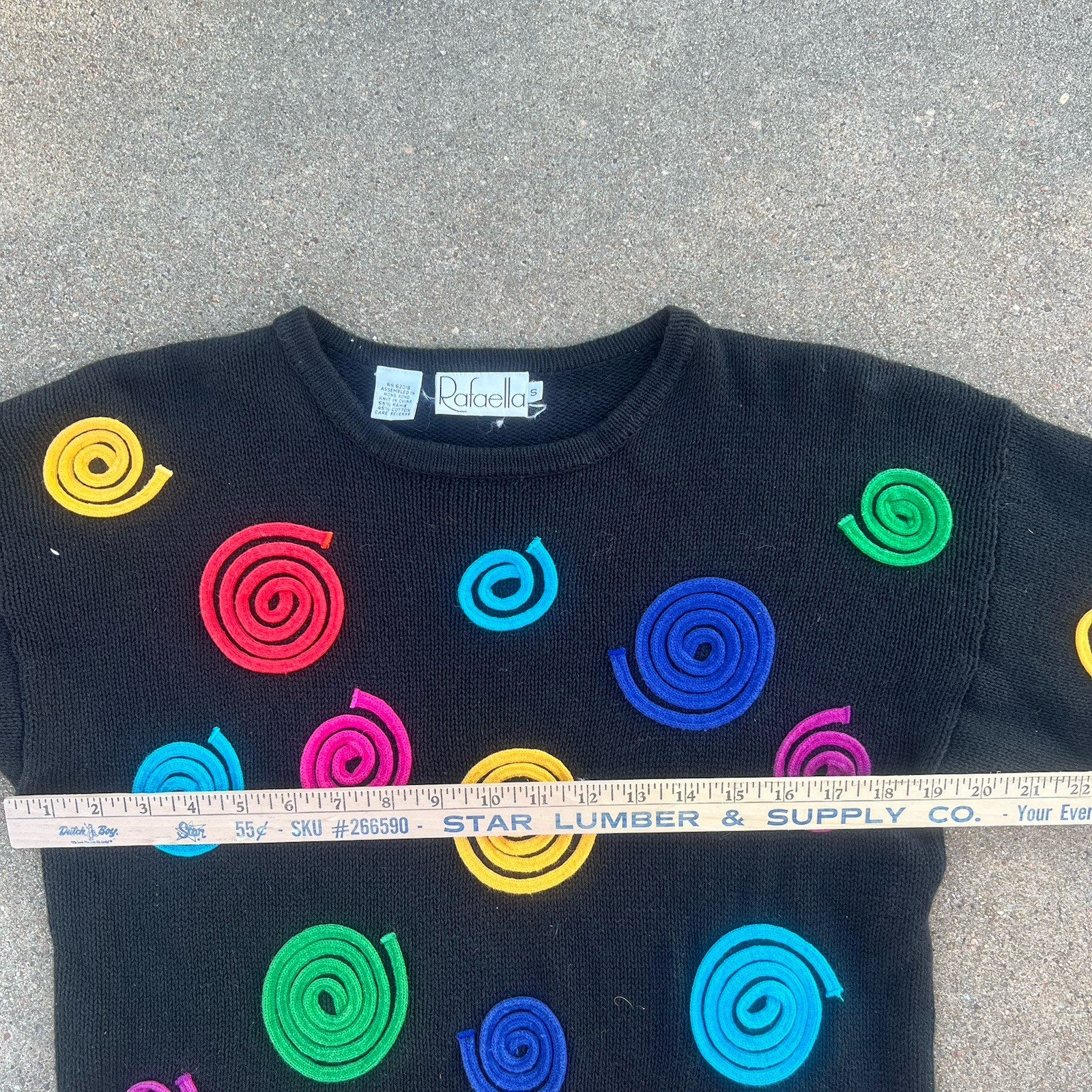 Vintage Rafaela 3D Knit Sweater With Colorful Spirals From The 90s!