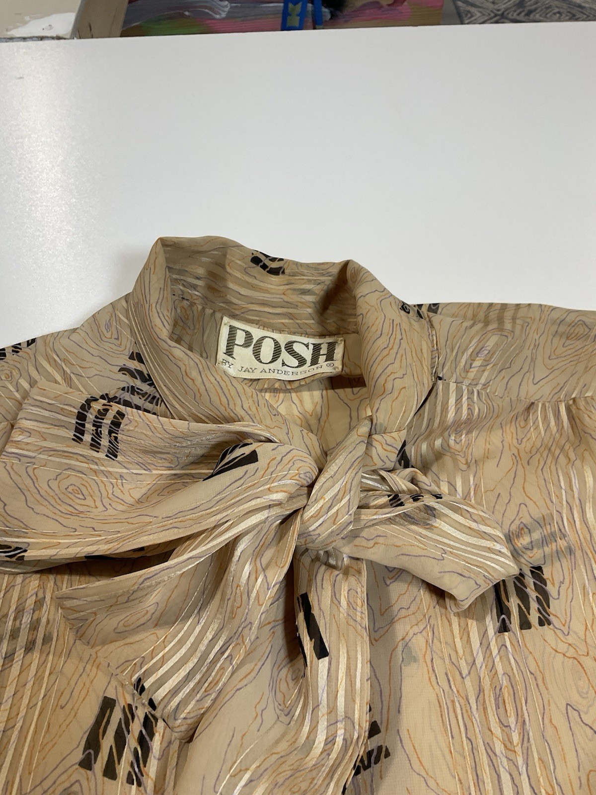 Vintage Posh by Jay Anderson Sheer Button Up Blouse Sz M/L Office Core 70s 80s