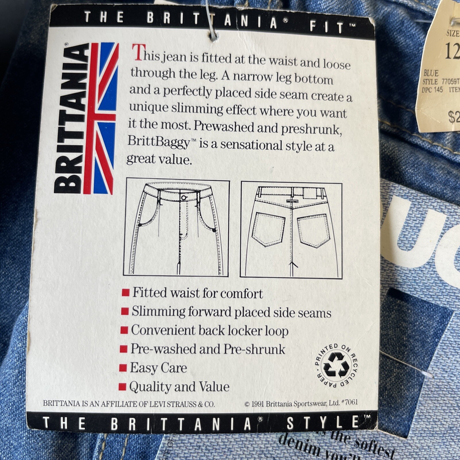 Vtg 1990s Jeans Brittania WOMENS Denim Size 12 77059T82 Britt Baggy Rare