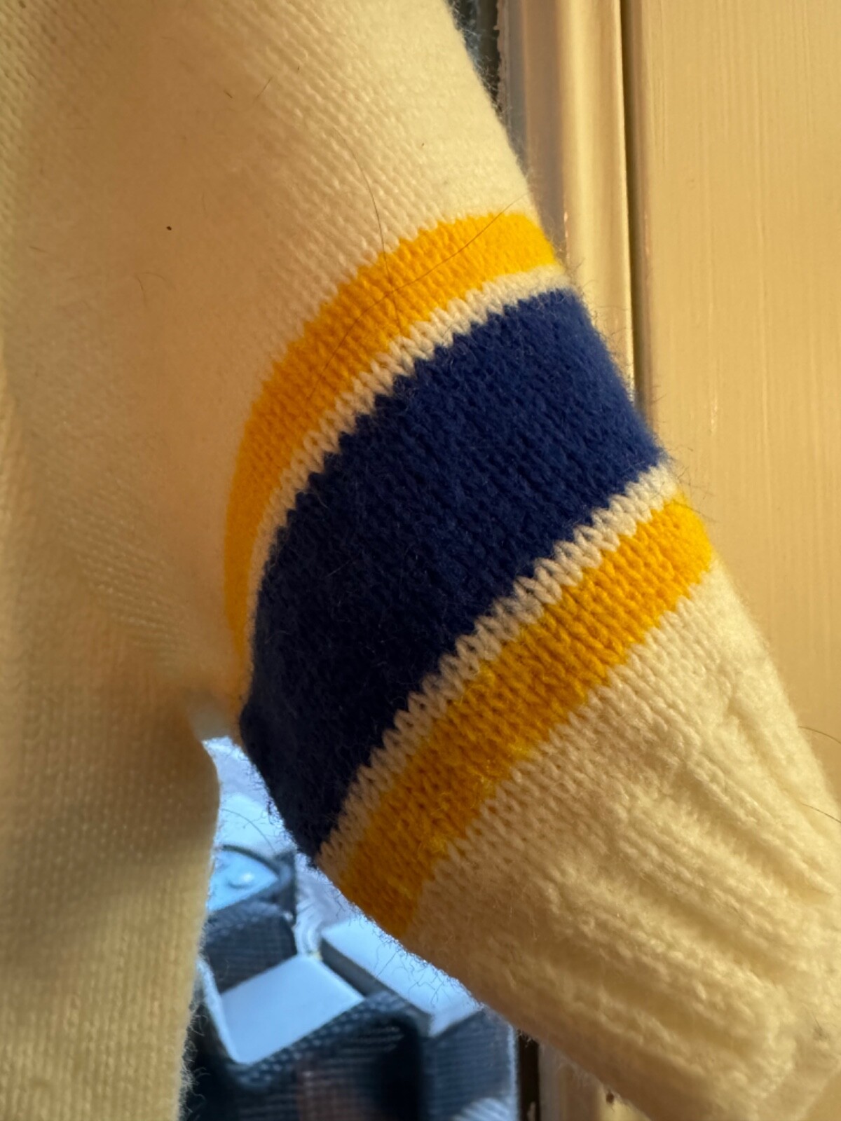 Vintage Dehen Cheerleading Sweater, Size Medium, Royal Blue, Gold and White