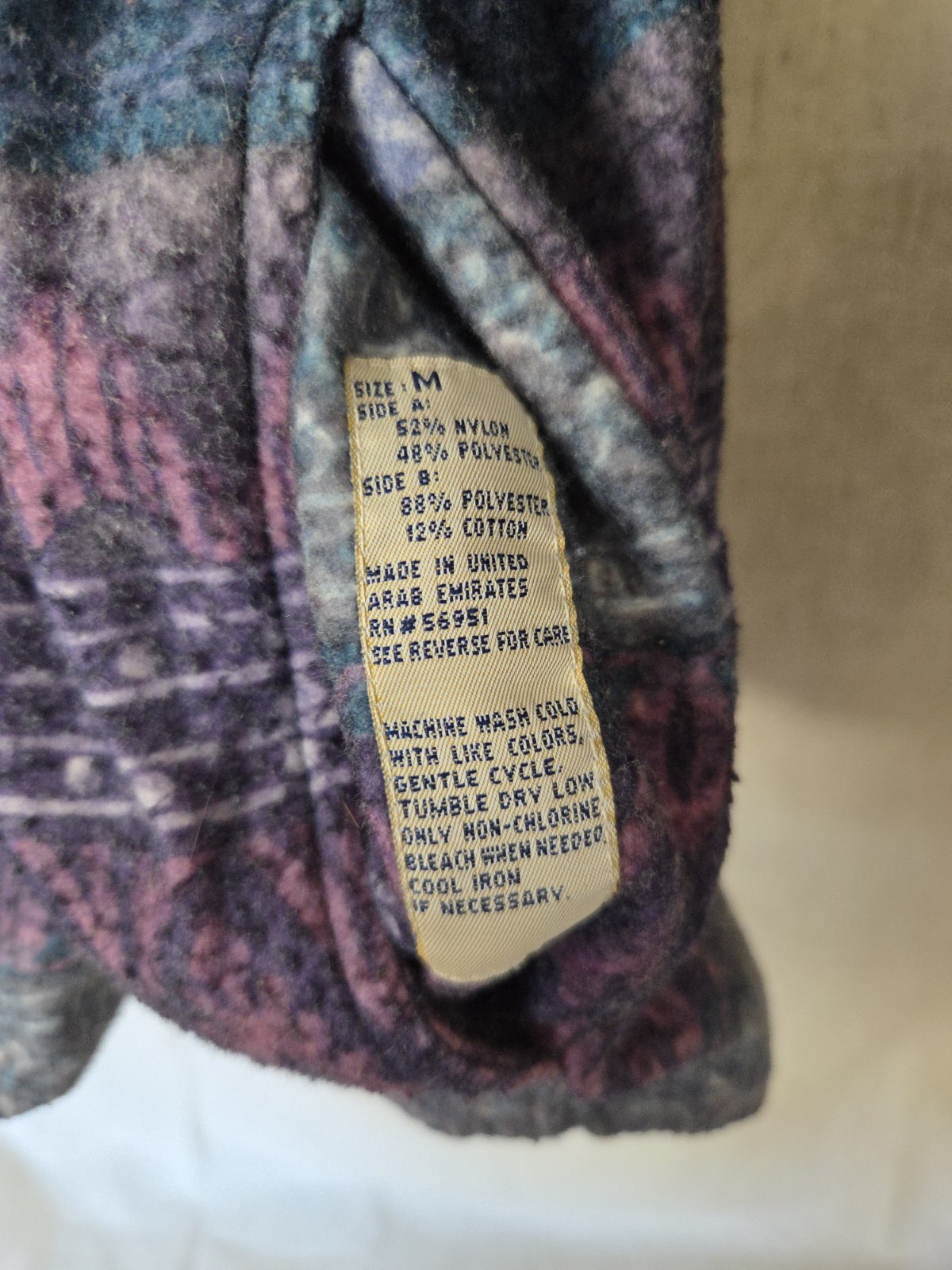 Vintage 1980s Reversible Geometric Tribal Pattern Jacket M Purple Teal Gray