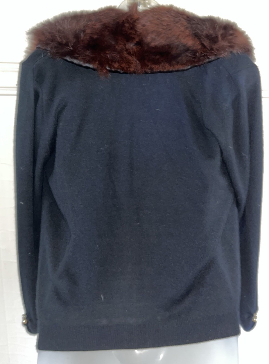 LOT x 2 Women’s 1950s Vintage Cardigan Sweater Real Fox Fur Shawl Collars-Sz M