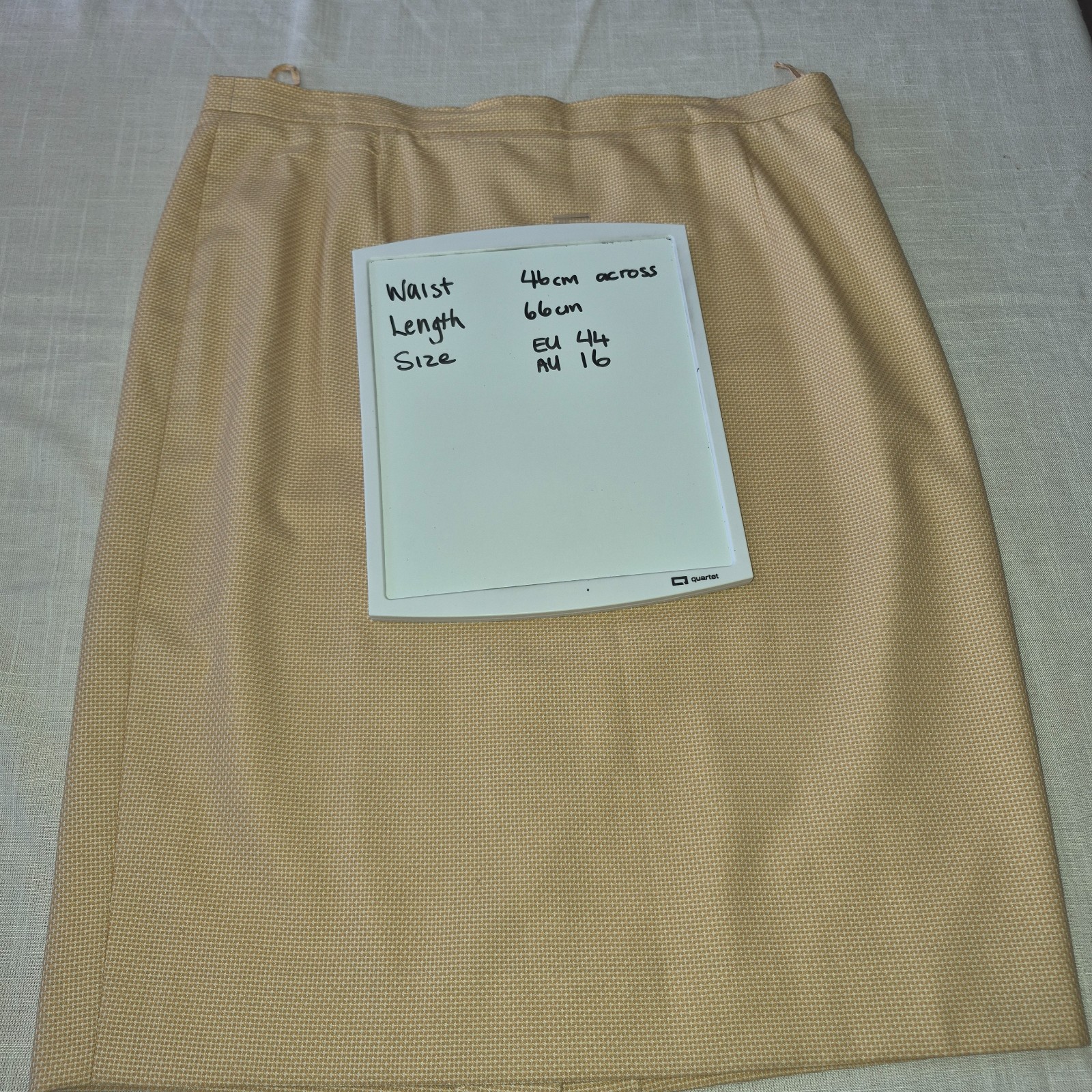 Vintage Escada Margaretha Ley Wool Silk Skirt EU 44 AU 16 Beige Lined Career Cla