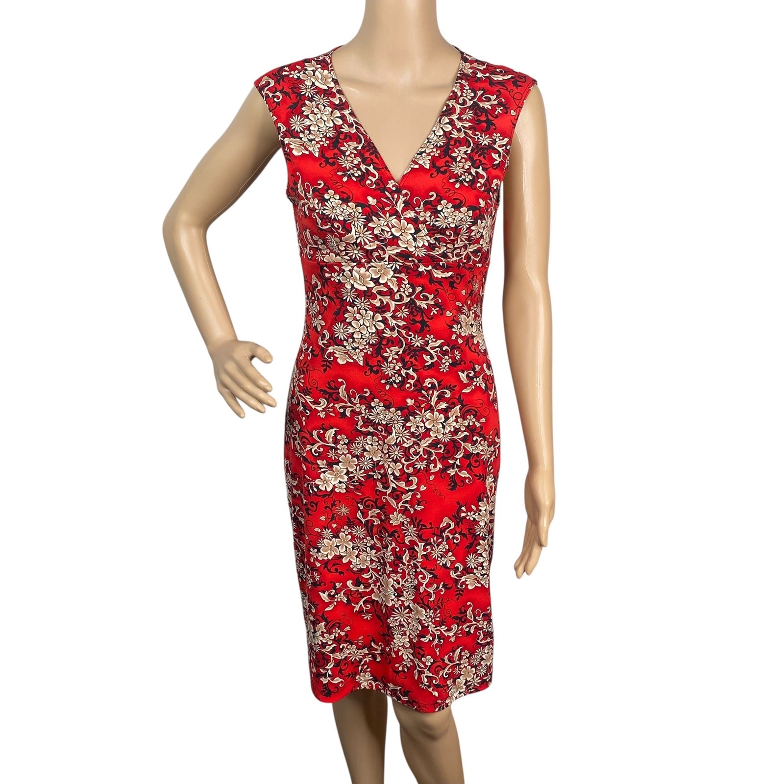 Vintage Y2K PS Perception Tribal Floral Dress M Coconut Girl Surplice Side Slit