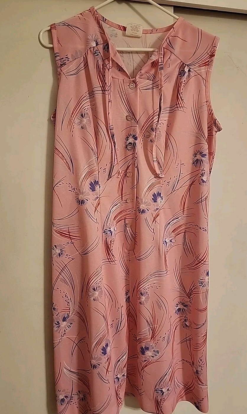 Vintage 70s80s Sleeveless Day Dress Casual Sz 20½ Pink
