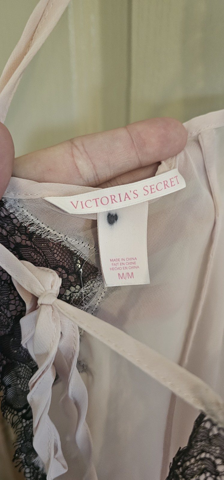 Vintage Y2K Early 2000’s Pink With Black Lace Babydoll Lingere Nightgown Medium