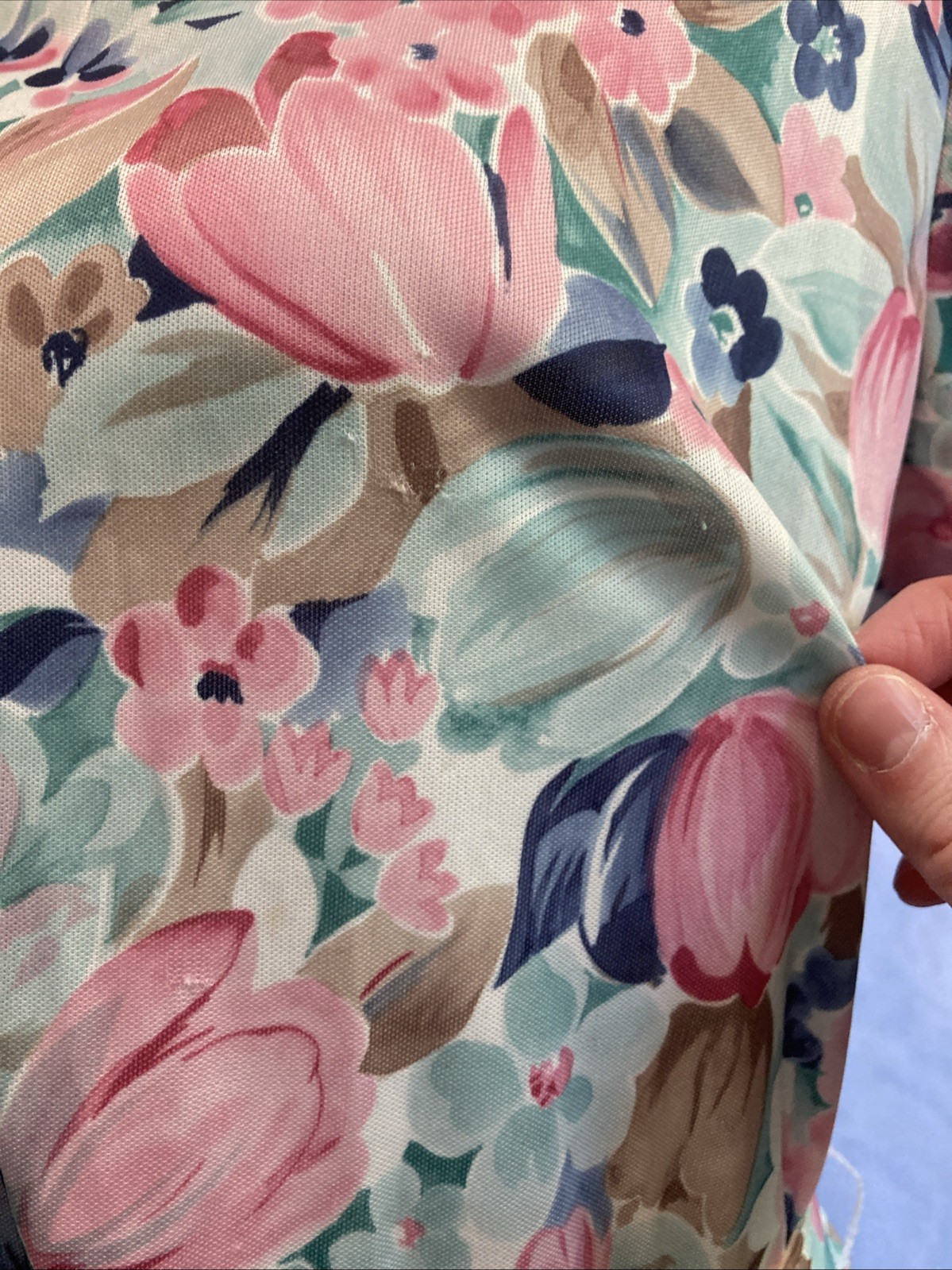 Vtg BLAIR Floral Shirtdress Pastel Pink Blue Midi Dress 80s Does 70s Style XS
