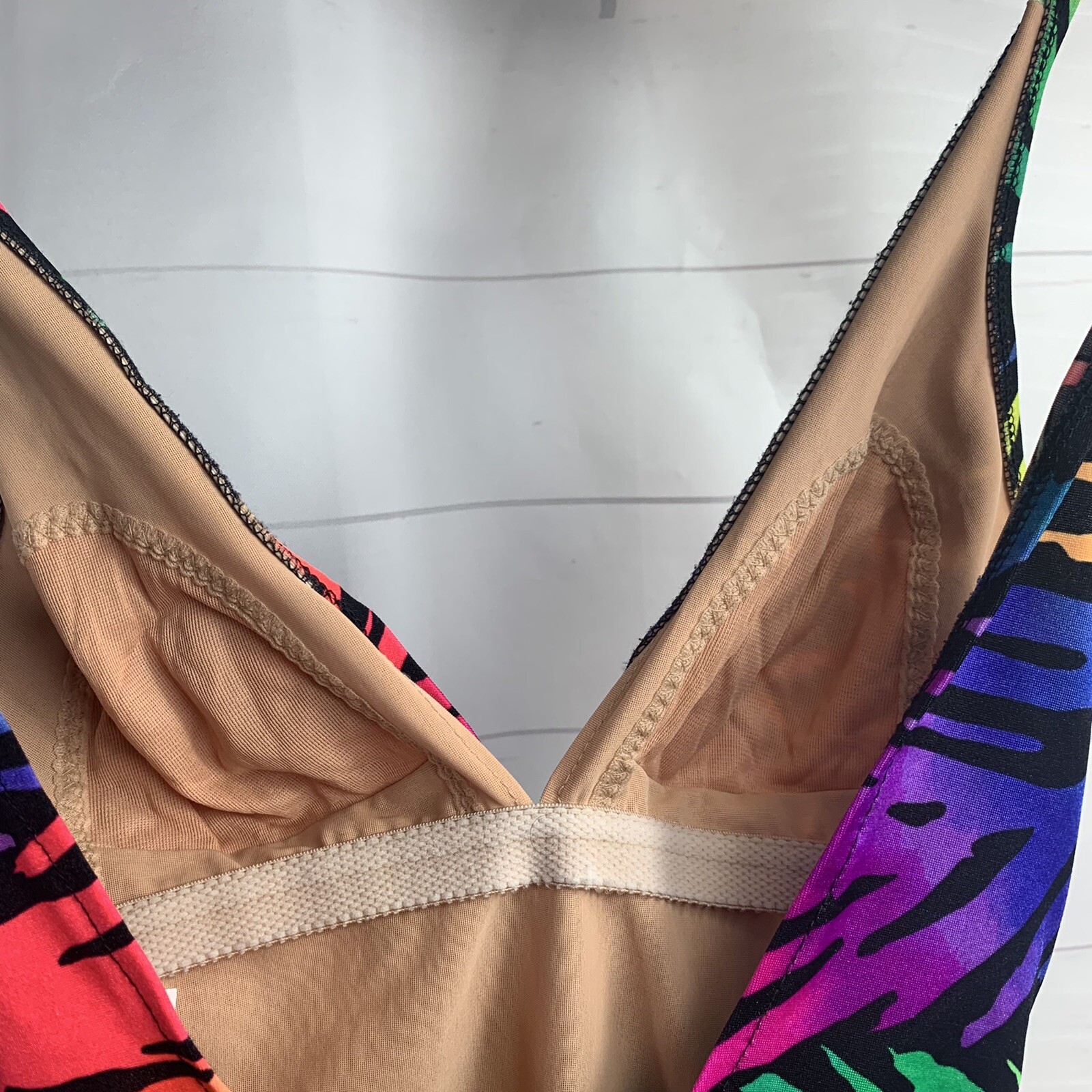 Catalina Neon Splash One Piece Swimsuit Bathing Suit Size 10 USA Vintage 1980s