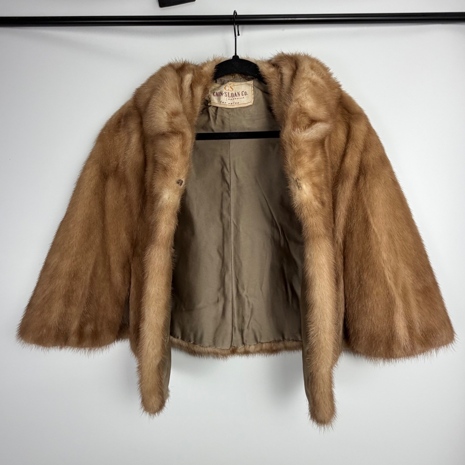 Vintage Cain Sloan Nashville Custom Mink Mobwife Old Hollywood Glamour Caplet