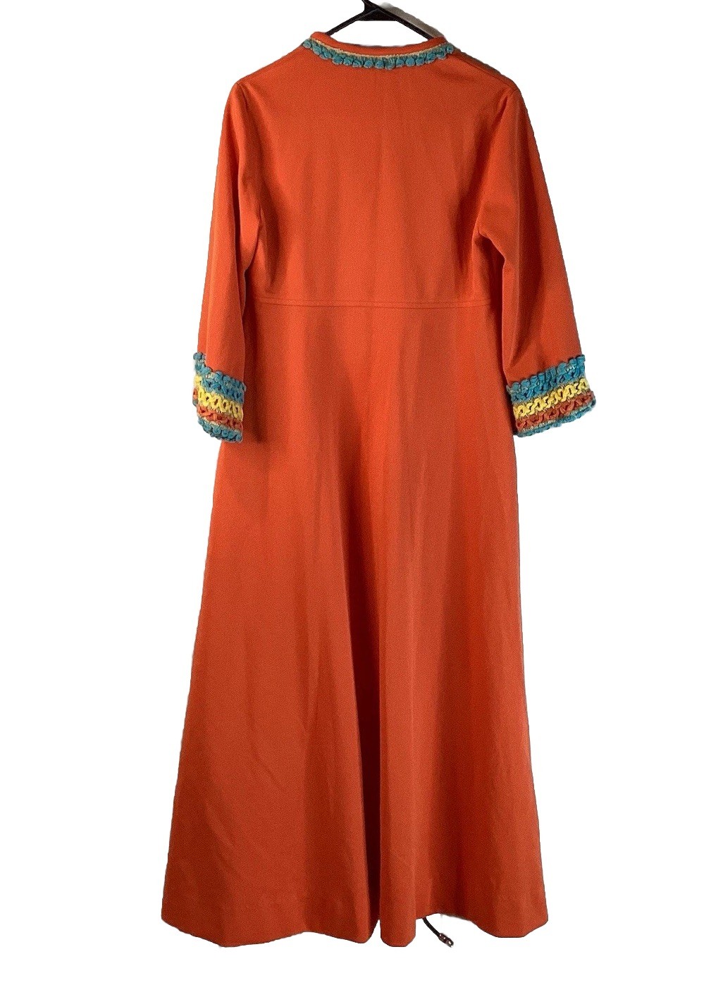 Evelyn Pearson House Dress 60s/70s Caftan Tunic Zip Up Dress Orange Large 3/4