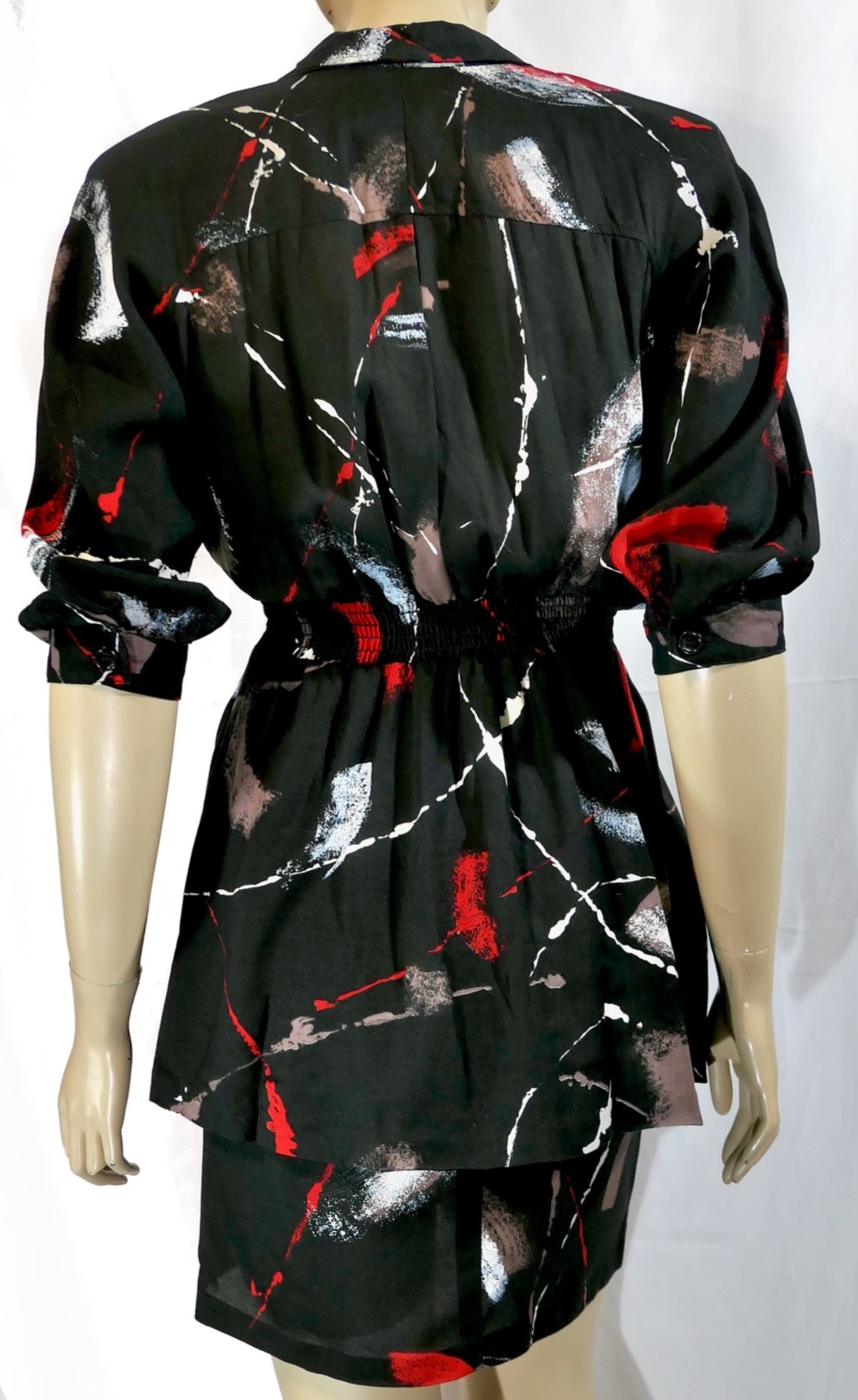 Retro Mod Chic Vintage 80s Abstract Splash Coco California Skirt Long Top Set S