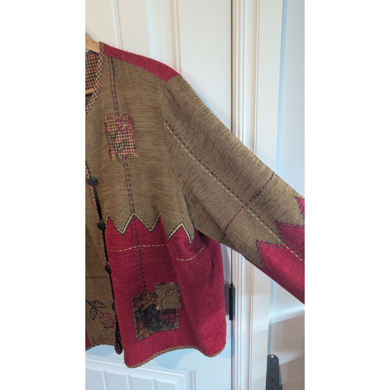 Vintage Napa Valley Cardigan Women 1X Floral Patchwork Cottage Grandmacore Retro