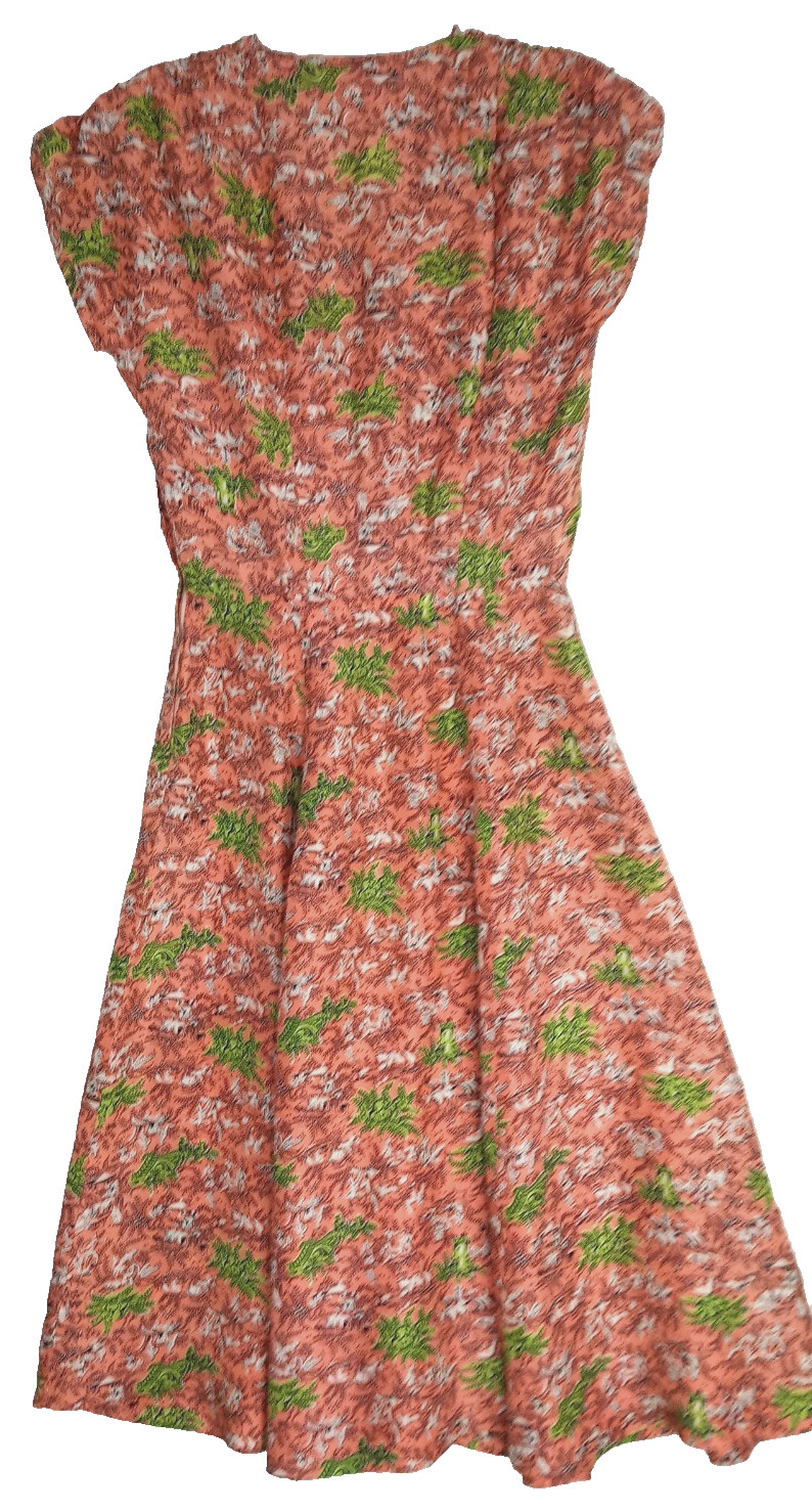 Vintage Handmade Tea Dress 0 XXS Orange Midi Fit & Flare COTTAGECORE ROCKABILLY
