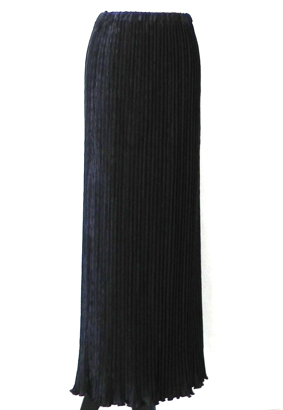 Vtg Three Flaggs 2PC Open Duster/Maxi Pleated Shinny Black Size L