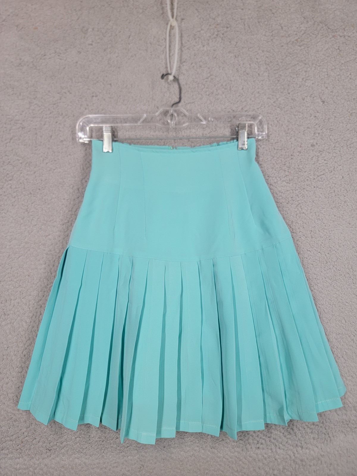 Vintage 80s Light Blue Pleated Skirt XS Knee Length Retro 1980s Turquoise