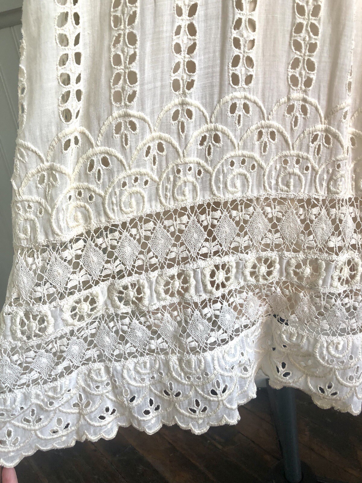 Ivory Edwardian Cotton Mixed Lace Lingerie Day Dress
