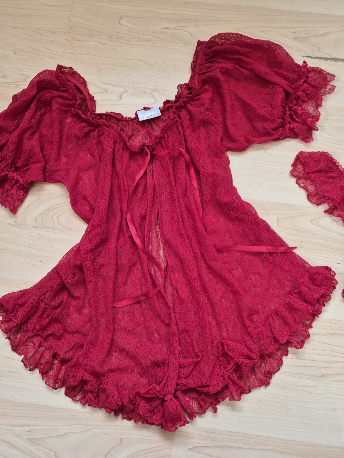 Vintage 90s 2pc Babydoll Panty Set Coverup Jacket All Nylon Lingerie Medium