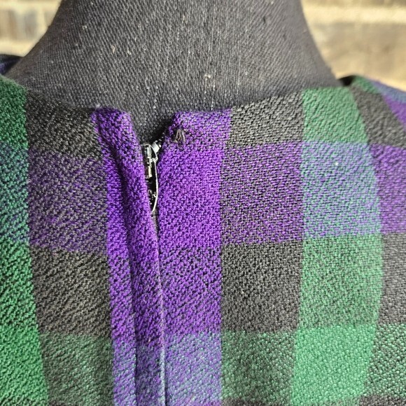 Vintage Bichon Green And Purple Plaid Dress Size 6