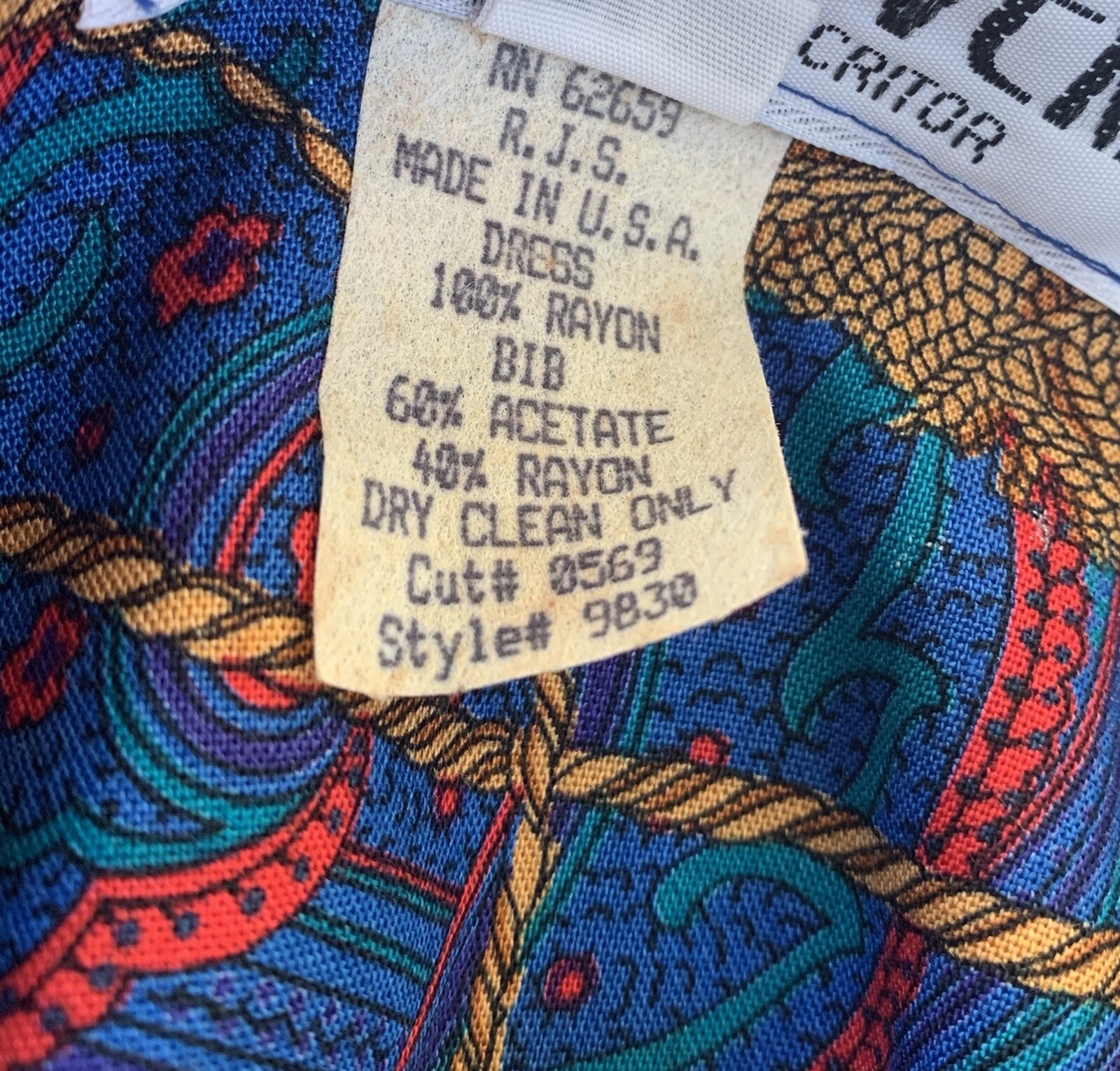 Vtg 80s Baroque Abstract Dynasty RJ Stevens paisley Dress Women’s Size 14 NWT