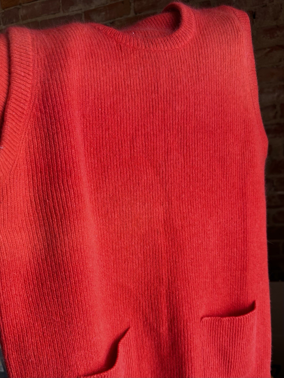 Vintage 60s 70s Orange Stanley blacker Tunic Sweater Vest Wool Angora Womens L