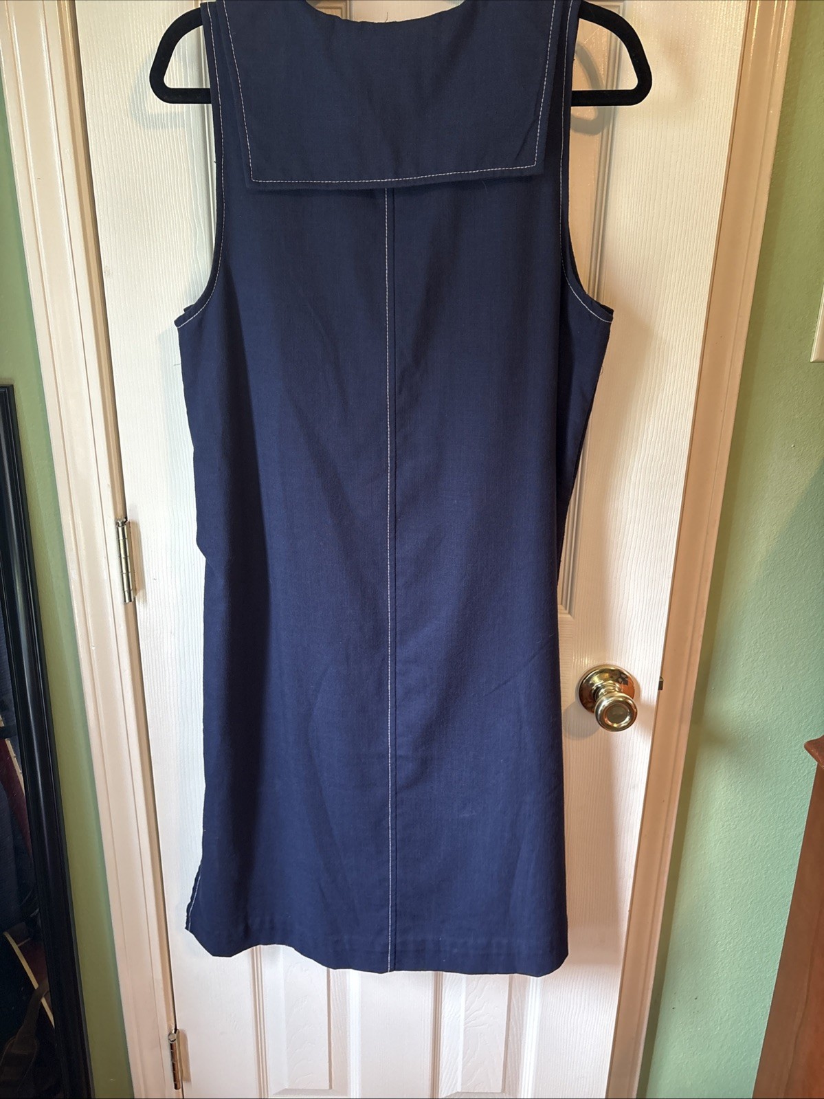 Bedford Fair 90s Vintage ladies Dress Sailor Core Navy W/ Silver button accents