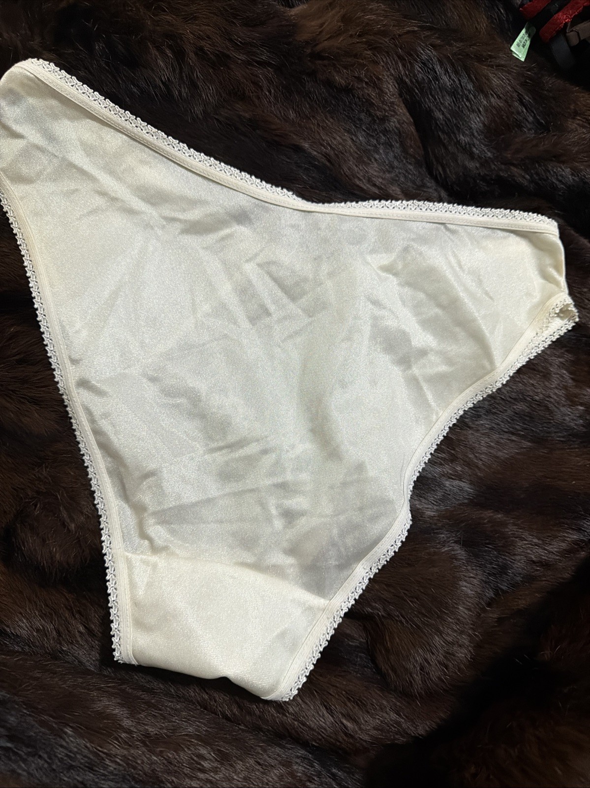 Vintage DONNA LOREN Sheer Mesh Lace Front Hi-Cut XL White Panties Nice