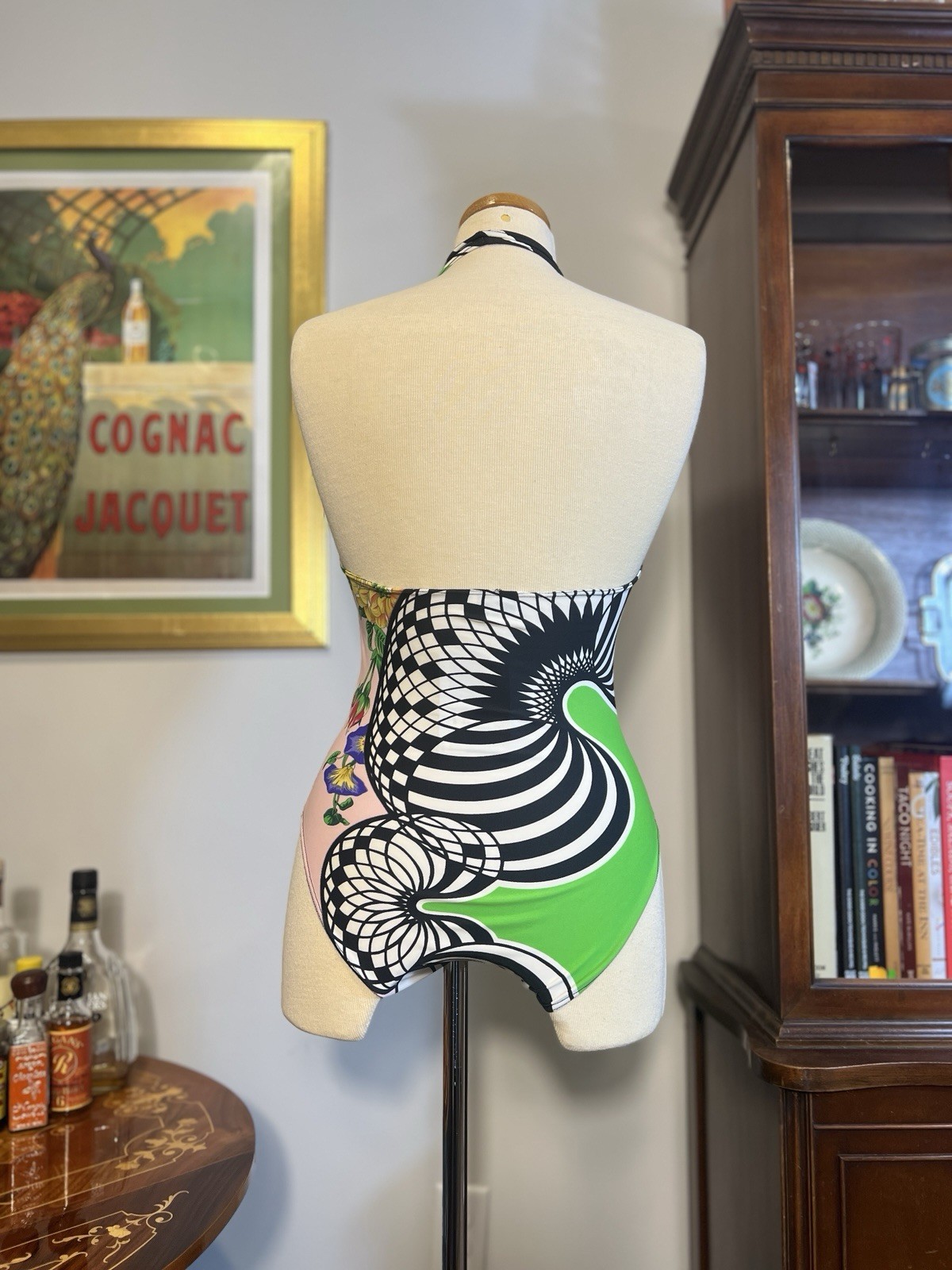 Vintage 1990s Versus by Gianni Versace Optical Floral Swimsuit