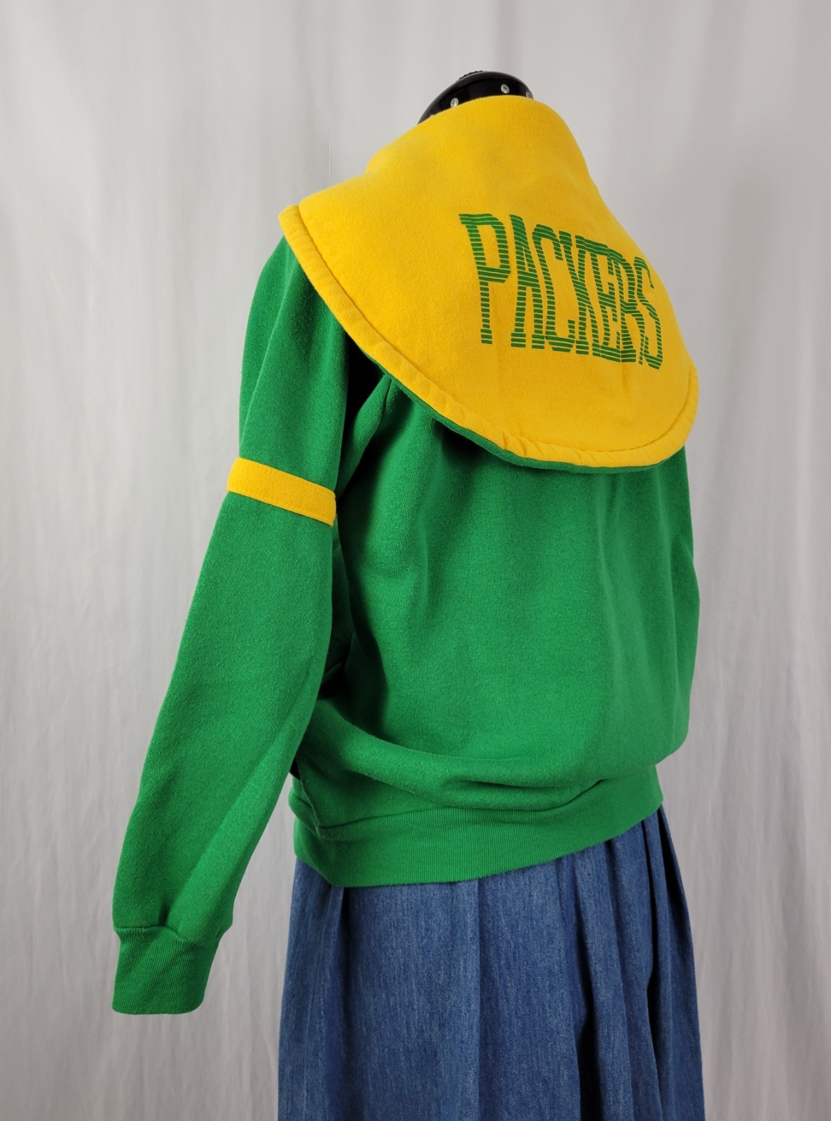 Vtg Pro Star Sports Green & Gold Packers Zip Up Hoodie Size Youth XL (Adult SM)