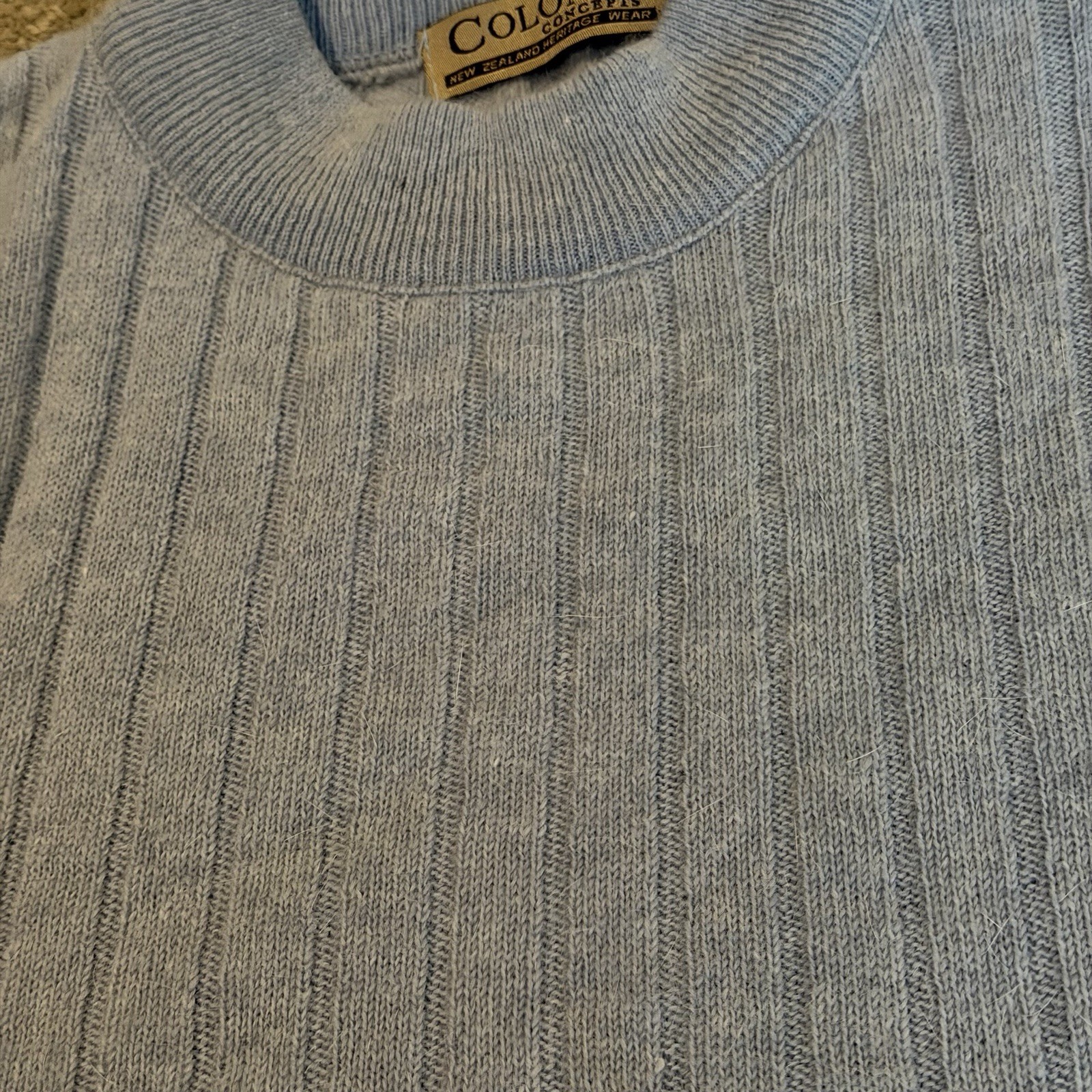 Vintage Colonial Concepts Lambswool Angora Sweater Women’s XL Blue New Zealand